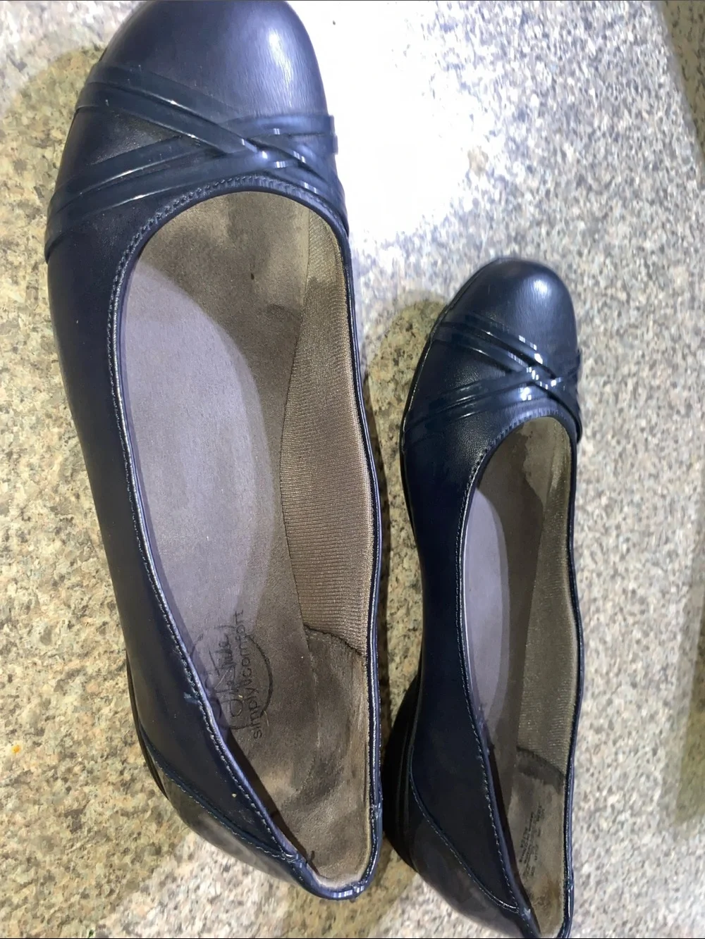 Life Stride Navy Cross-Strap Ballet Flats shoes size 10M